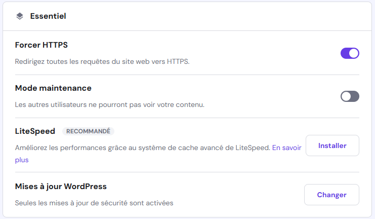Mode maintenance Hostinger